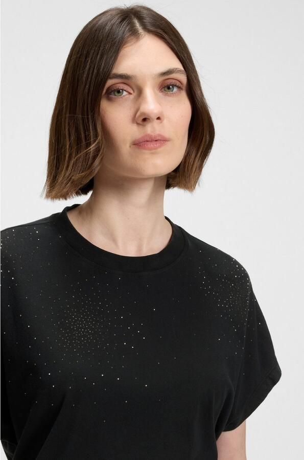 Boss Orange T-shirt Emason Hotfix Premium Damesmode Oversized fit met ronde hals glitterapplicatie - Foto 3