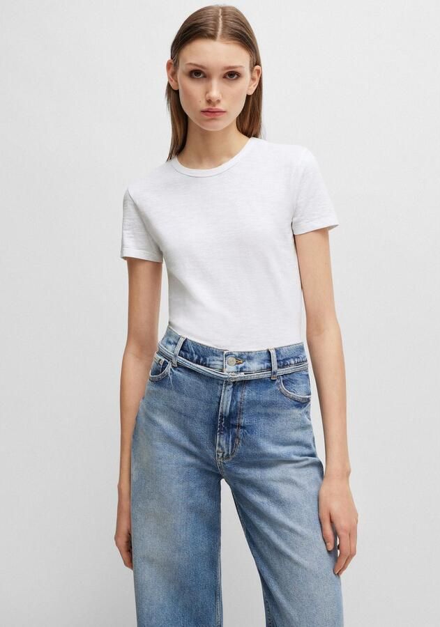 Boss Orange T-shirt met geribde ronde hals model 'Esla' - Foto 4