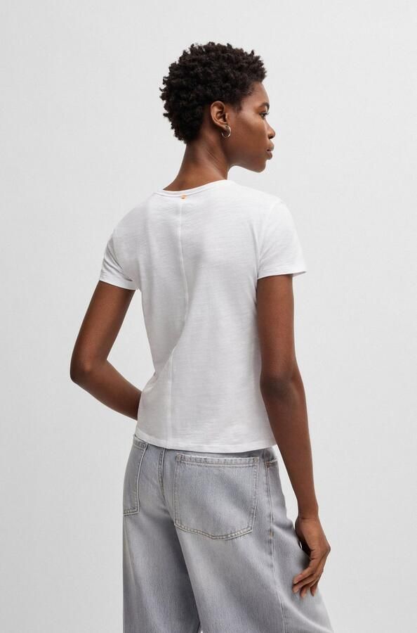 Boss Orange T-shirt met geribde ronde hals model 'Esla' - Foto 7