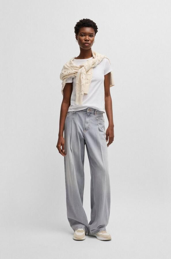 Boss Orange T-shirt met geribde ronde hals model 'Esla' - Foto 8