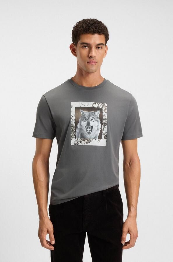 Boss Orange Regular fit T-shirt van katoenjersey model 'LUPO' - Foto 6