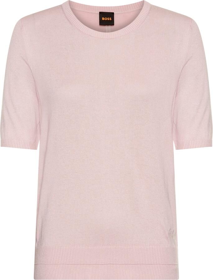 Boss Orange Trui met korte mouwen Fiaffusa Premium Damesmode met subtiel ajour breipatroon aan de achterkant