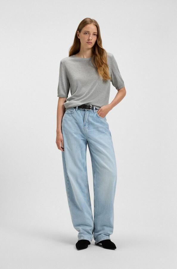 Boss Orange Trui met korte mouwen Fiaffusa Premium Damesmode met subtiel ajour breipatroon aan de achterkant - Foto 4