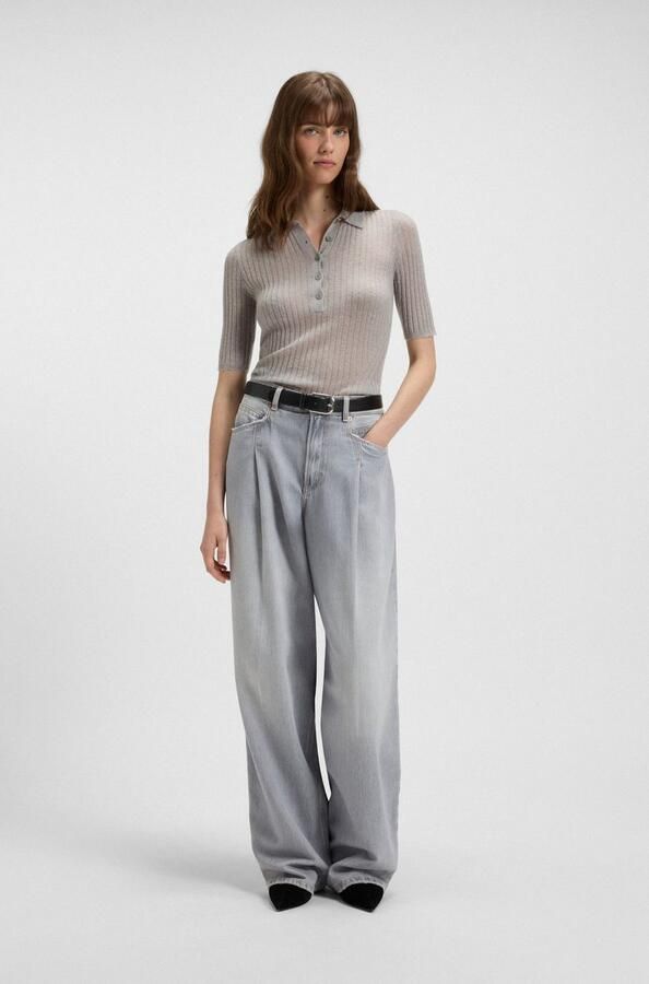 Boss Orange Trui met korte mouwen Fugano Premium Damesmode van hoogwaardige scheerwolmix - Foto 3