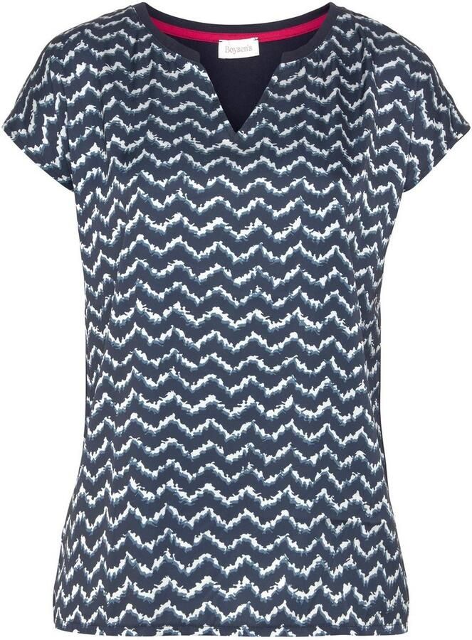 Boysen's Blouse zonder sluiting in materiaalmix in verschillende drukontwerpen nieuwe collectie