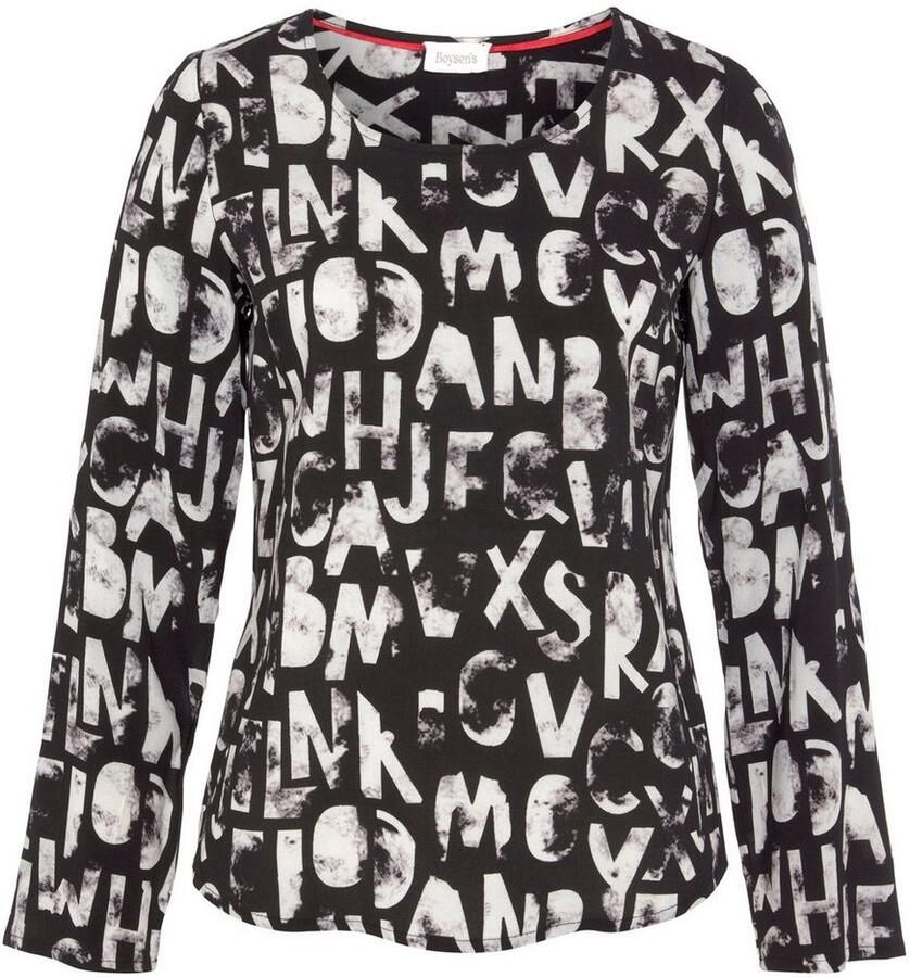 Boysen's Blouse zonder sluiting met opvallende letter alloverprint nieuwe kollectie