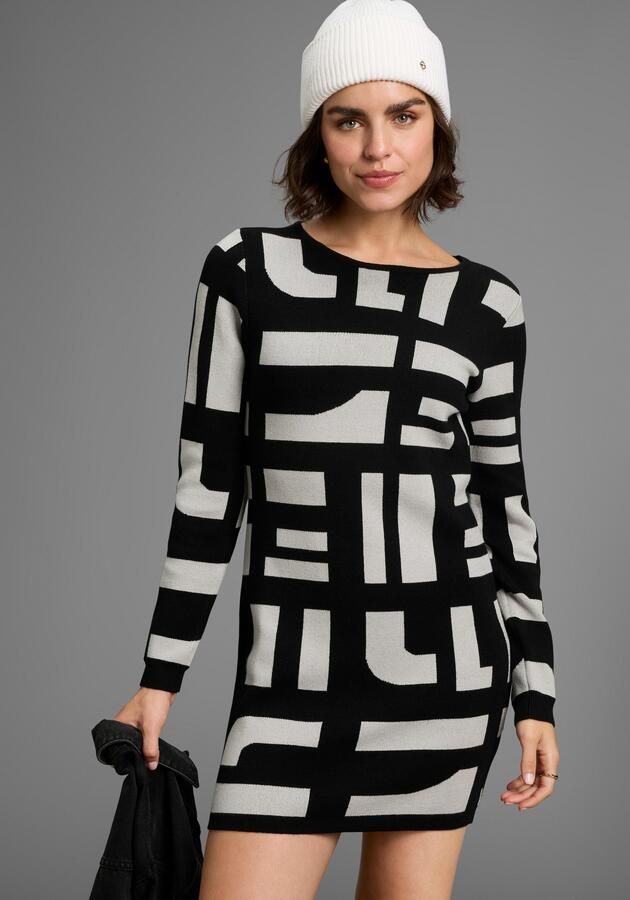 Boysen's Gebreide jurk van modieus jacquardbreisel met ronde hals - Foto 3