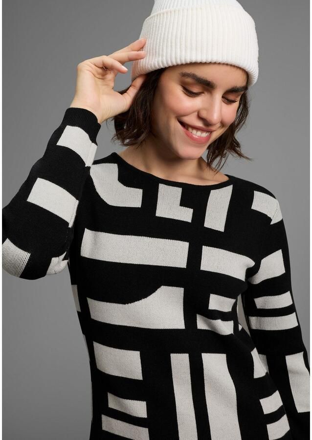 Boysen's Gebreide jurk van modieus jacquardbreisel met ronde hals - Foto 2