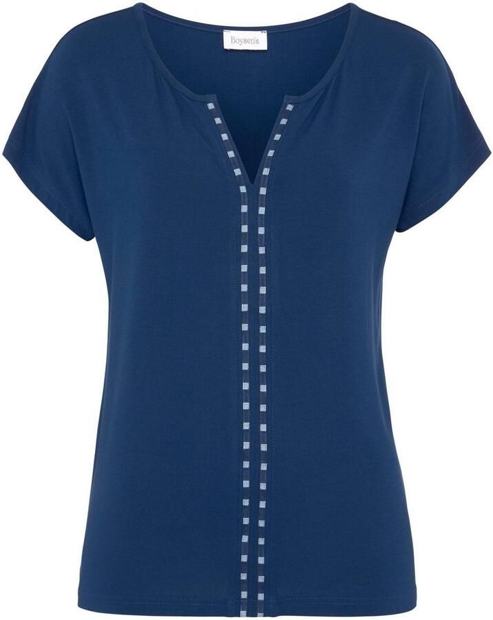 Boysen's Shirt met korte mouwen met gestreepte bies-applicatie nieuwe collectie