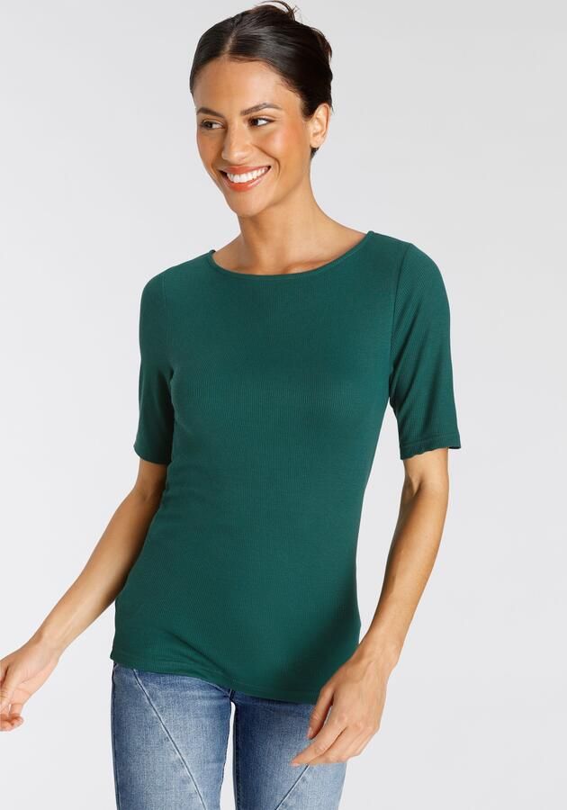 Boysen's Shirt met korte mouwen zeer figuurvolgende pasvorm elastische ribstof - Foto 8