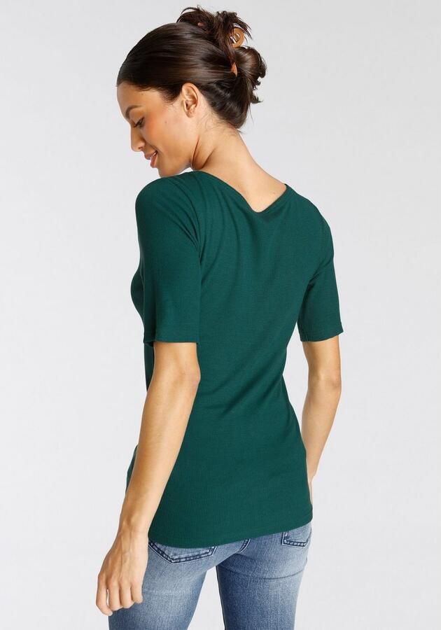 Boysen's Shirt met korte mouwen zeer figuurvolgende pasvorm elastische ribstof - Foto 5