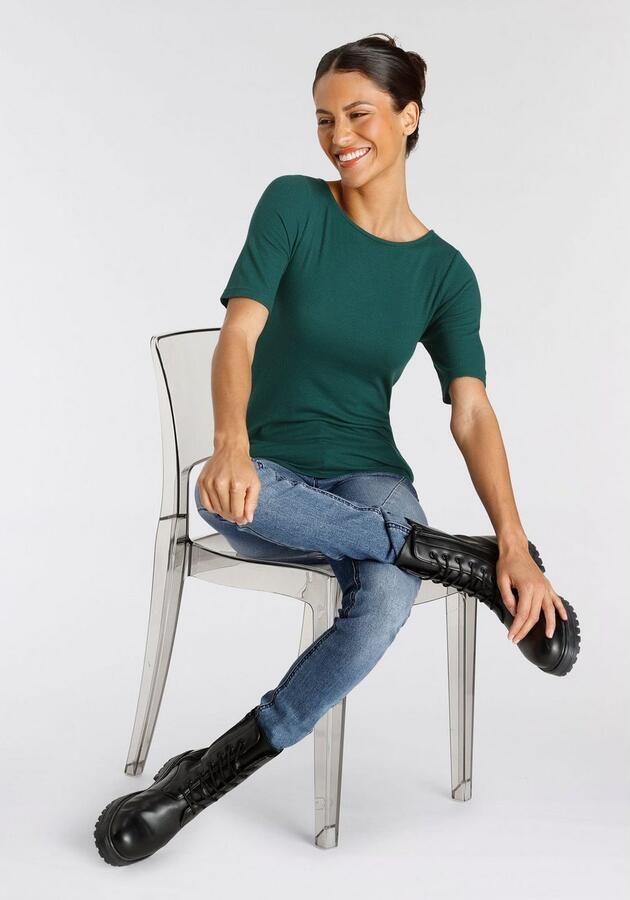 Boysen's Shirt met korte mouwen zeer figuurvolgende pasvorm elastische ribstof - Foto 6