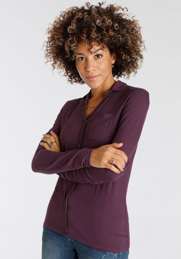 Boysen's Shirt met lange mouwen lange mouwen figuurvolgende snit blousenkraag - Foto 4