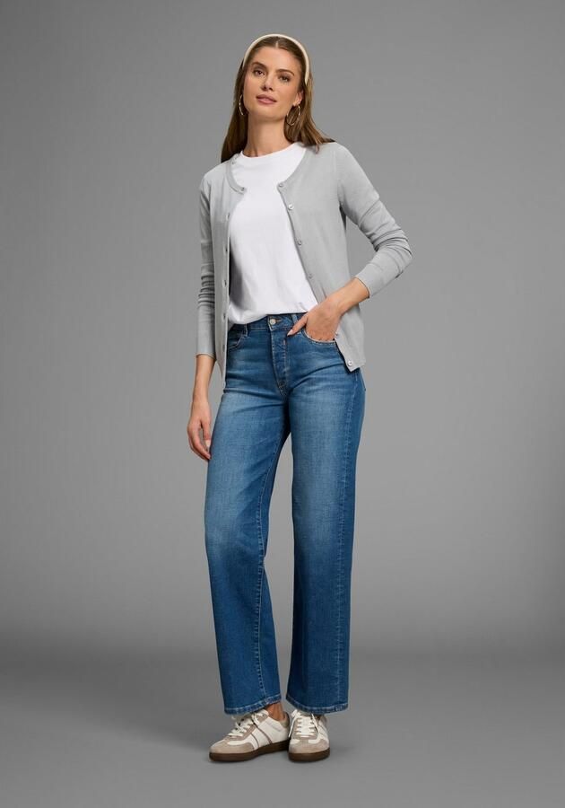 Laura Scott Vest Fijn breisel in Basic Fit met ronde hals en knoopsluiting - Foto 4