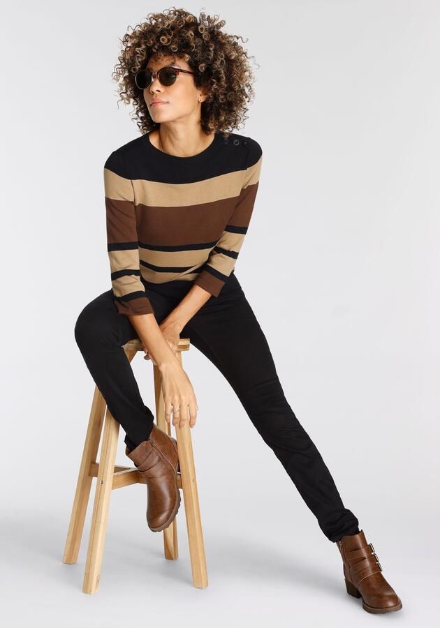 Boysen's Trui met 3 4-mouwen in modieuze strepen design met sierknoopsluiting - Foto 8