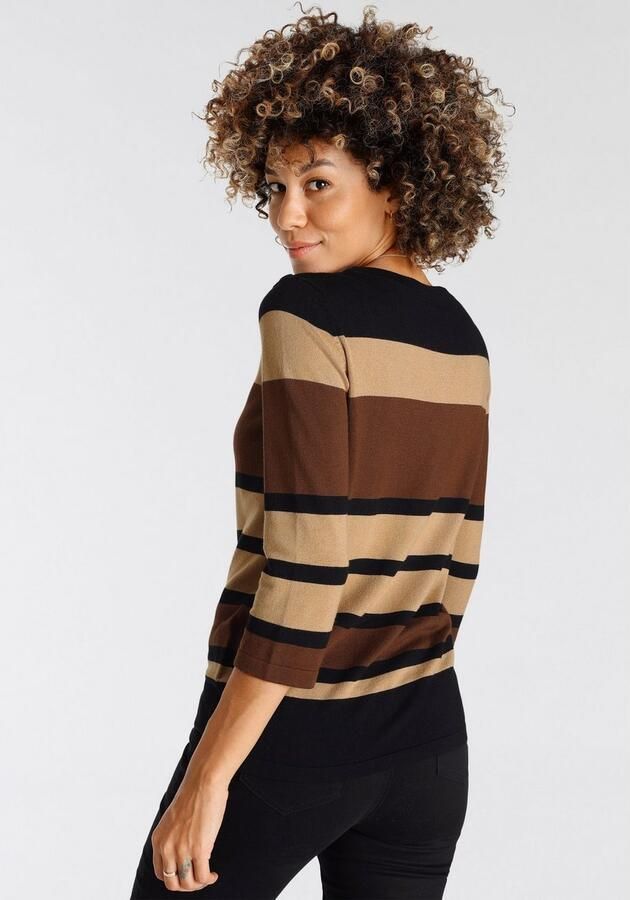 Boysen's Trui met 3 4-mouwen in modieuze strepen design met sierknoopsluiting - Foto 6