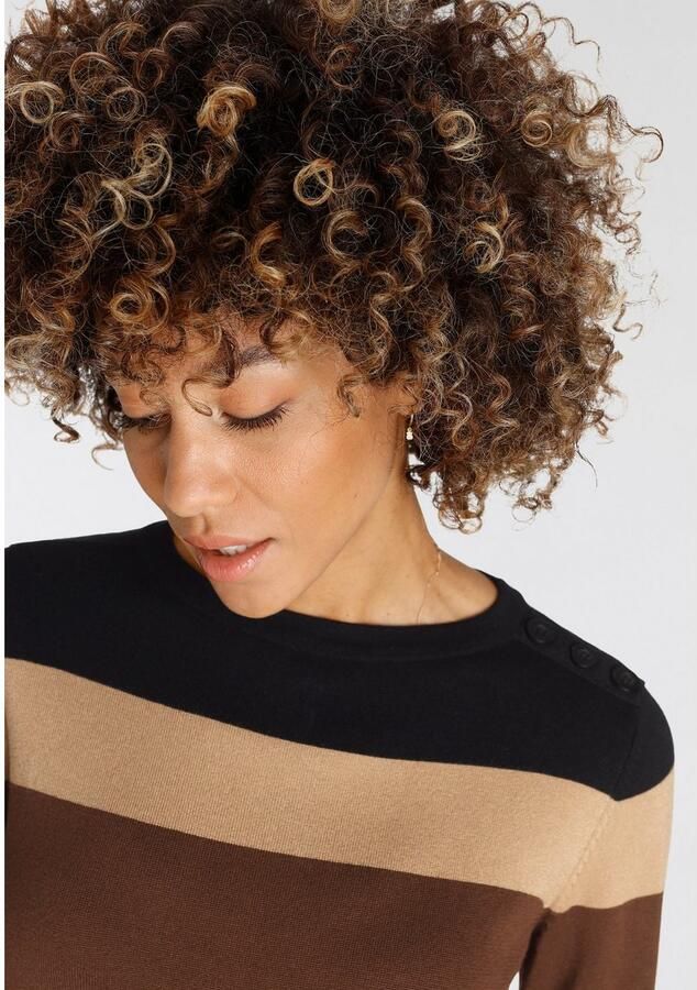 Boysen's Trui met 3 4-mouwen in modieuze strepen design met sierknoopsluiting - Foto 4