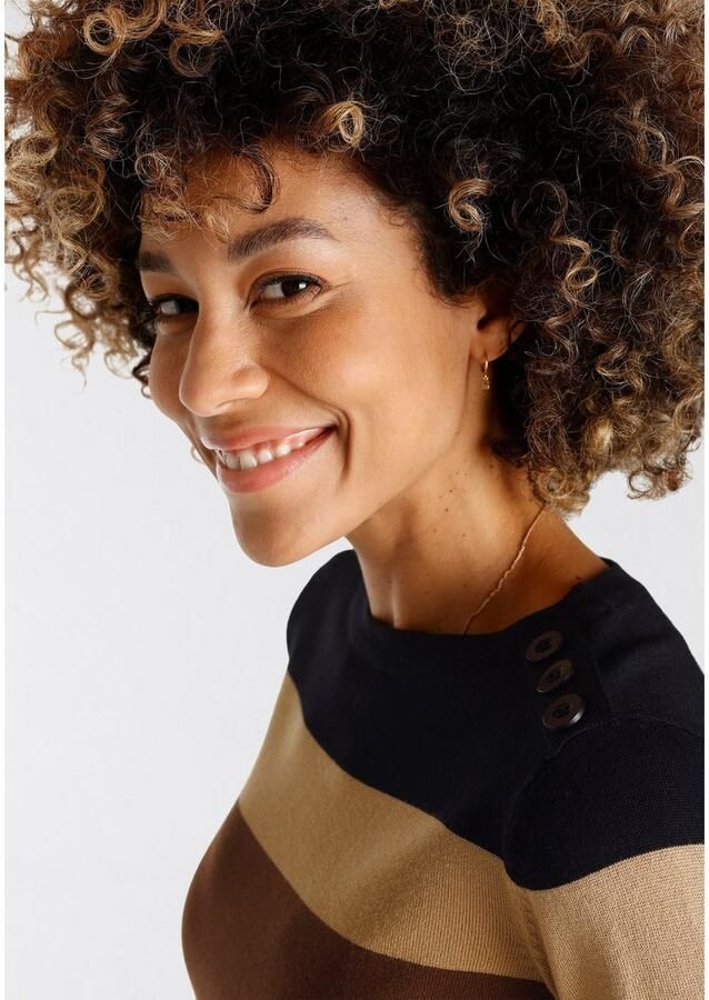 Boysen's Trui met 3 4-mouwen in modieuze strepen design met sierknoopsluiting - Foto 2