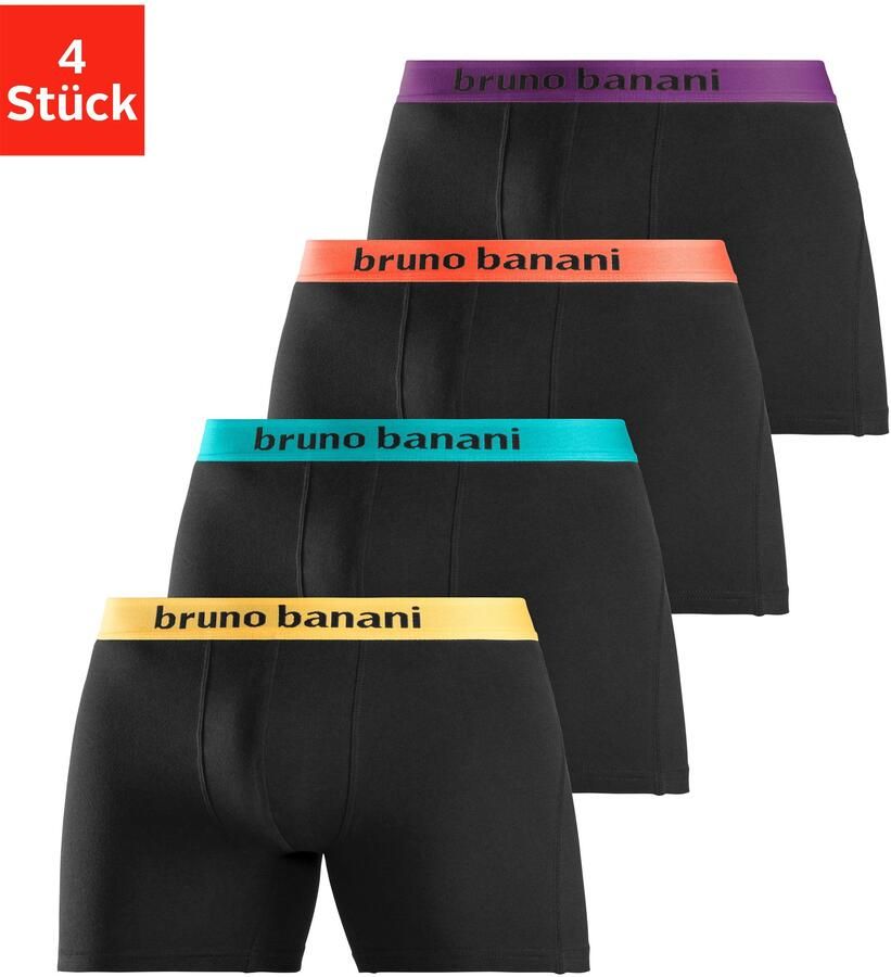 Bruno Banani Boxershort voor heren met langere pijpen en opvallende logo-tailleband (set 4 stuks)