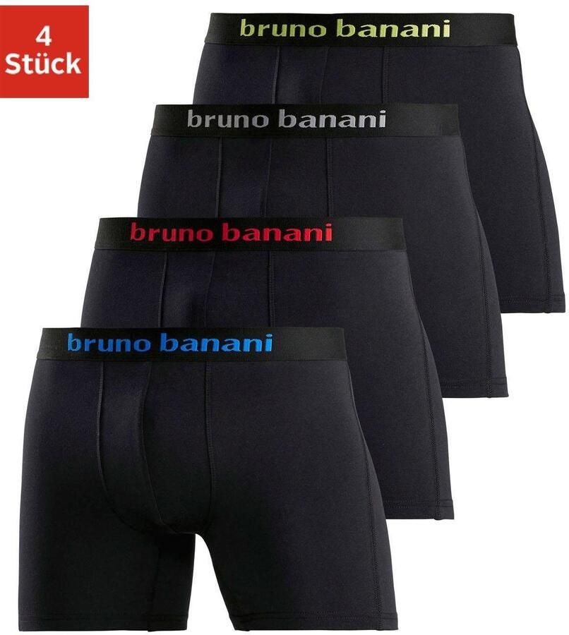 Bruno Banani Boxershort voor heren met langere pijpen en opvallende logo-tailleband (set 4 stuks) - Foto 5