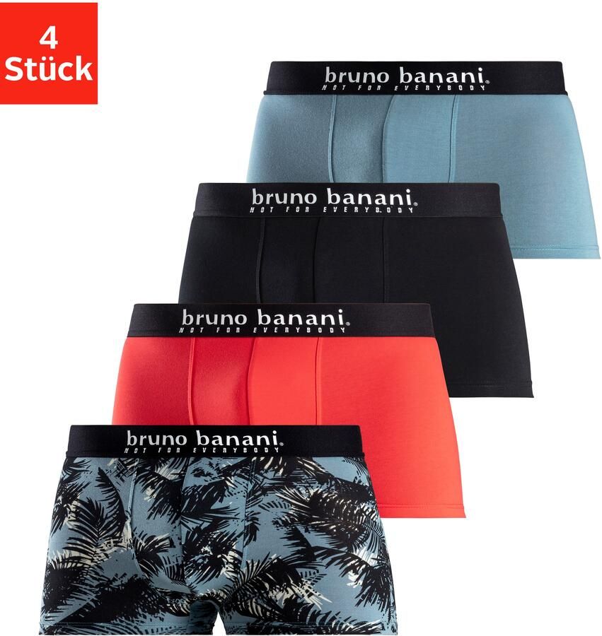 Bruno Banani Boxershort voor heren met palmprint en effen van katoenmix (4 stuks Set van 4) - Foto 6