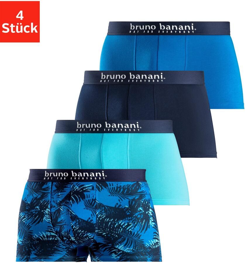 Bruno Banani Boxershort voor heren met palmprint en effen van katoenmix (4 stuks Set van 4) - Foto 6