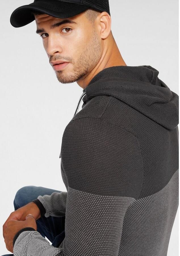 Bruno Banani Capuchontrui in een trendy wafel-look - Foto 3