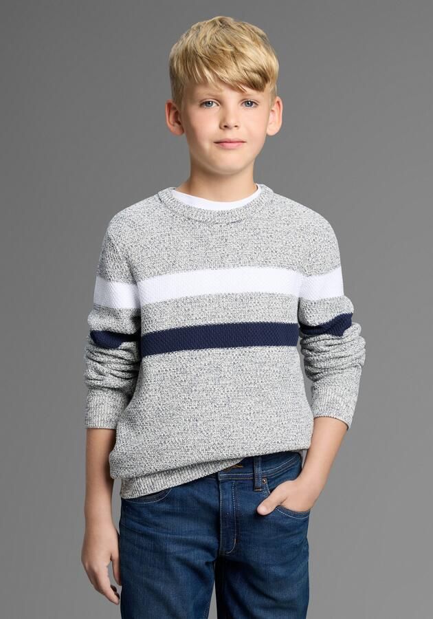 Bruno Banani Gebreide trui Gestreeptrui in modieuze breistructuur NIEUW: voor TIENERS! Pullover in melange - Foto 6