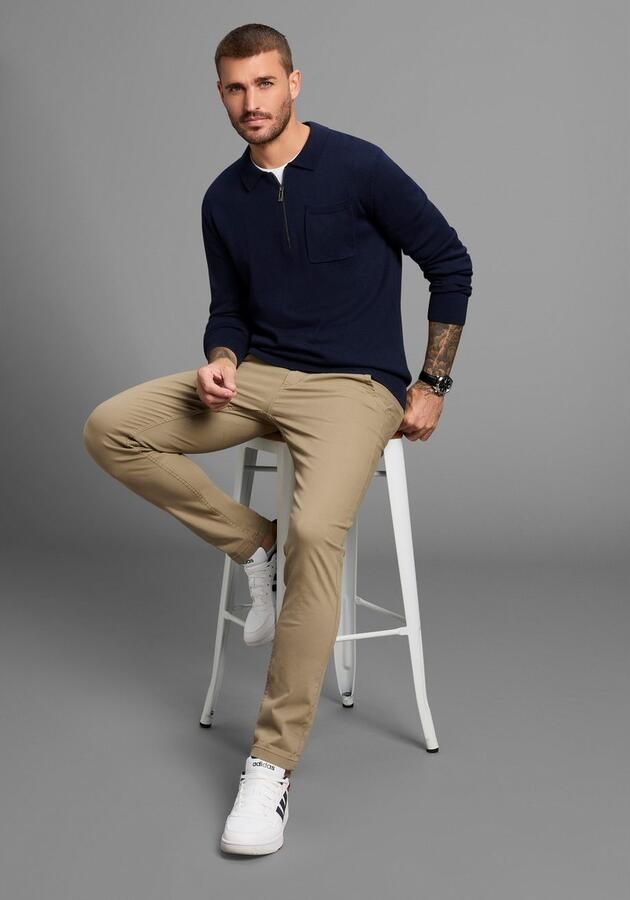 Bruno Banani Gebreide trui met ritssluiting en borstzak - Foto 3