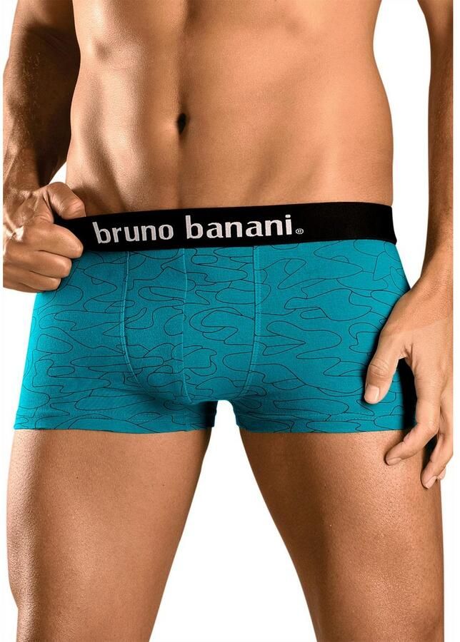 Bruno Banani Hipster strak zittende boxershorts in uni of gedessineerd van katoenmix (set 4 stuks)