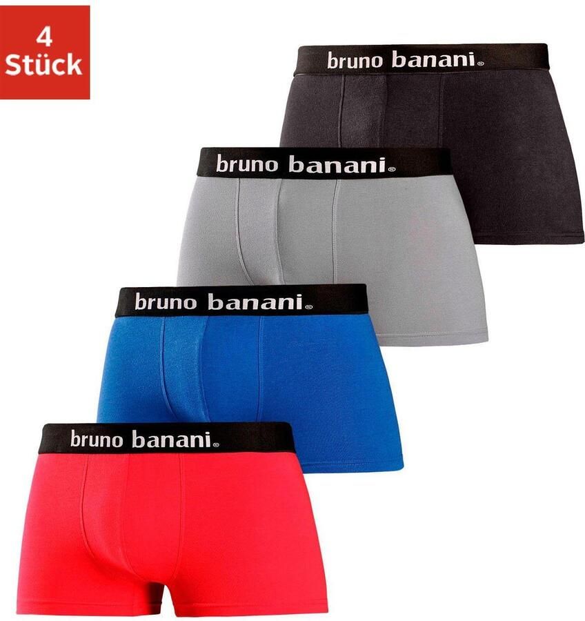 Bruno Banani Hipster strak zittende boxershorts in uni of gedessineerd van katoenmix (set 4 stuks) - Foto 7