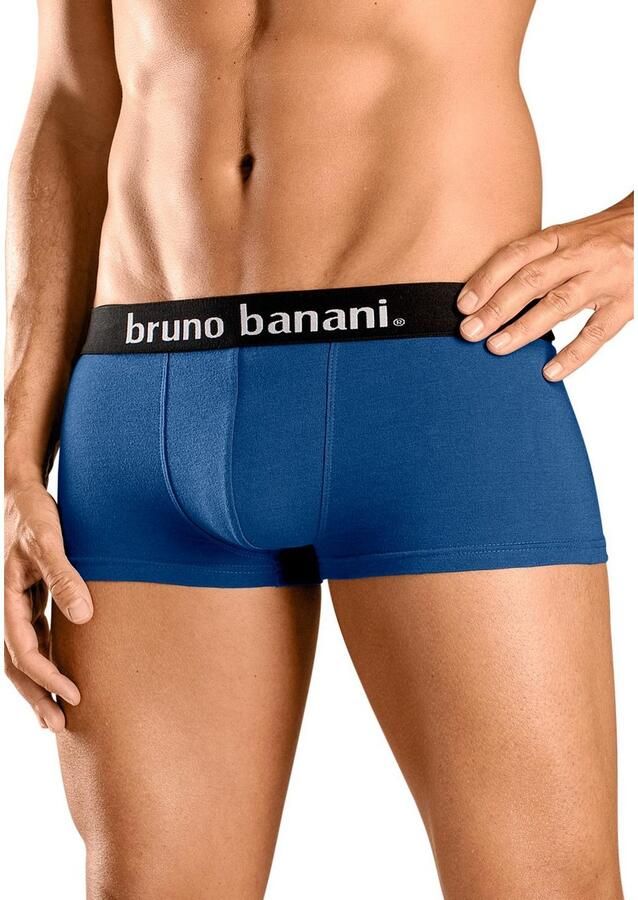 Bruno Banani Hipster strak zittende boxershorts in uni of gedessineerd van katoenmix (set 4 stuks)