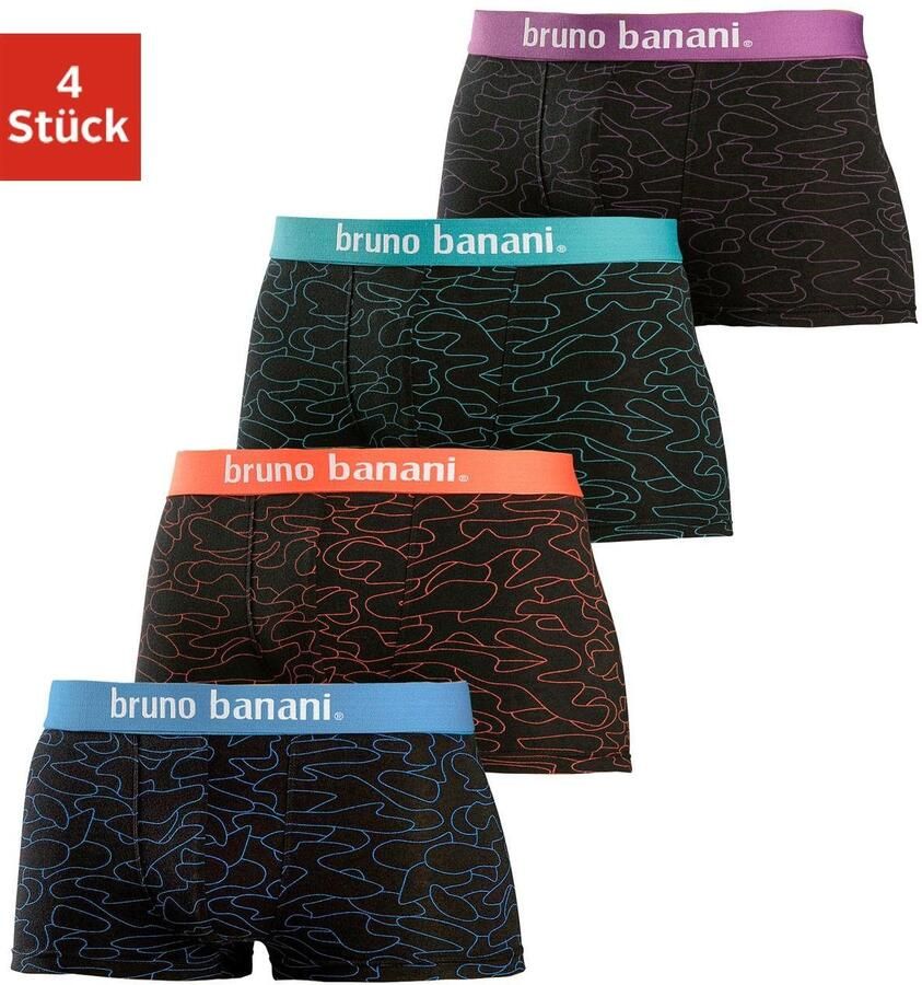 Bruno Banani Hipster strak zittende boxershorts in uni of gedessineerd van katoenmix (set 4 stuks) - Foto 6