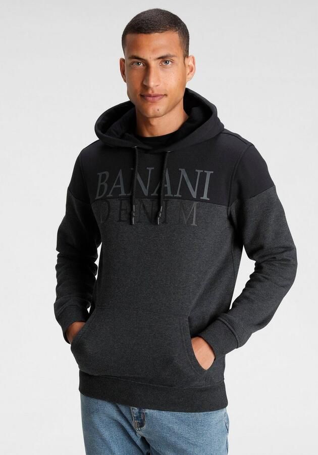 Bruno Banani Hoodie Lange mouwen bedrukt en gemêleerd van katoenmix - Foto 4