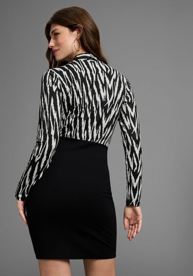 Bruno Banani Jerseyjurk met elegante wikkeloptiek en print nieuwe collectie - Foto 2