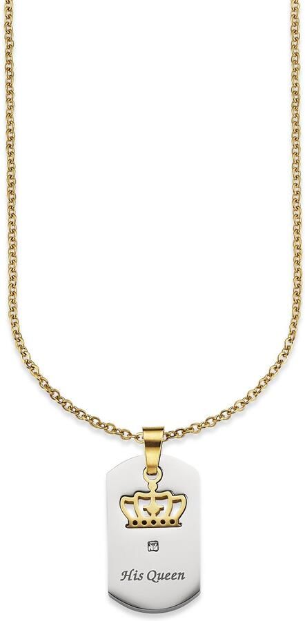 Bruno Banani Ketting met hanger Sieraad cadeau halsketting ankerketting kroon vaste gravure "Zijn Koningin" - Foto 2