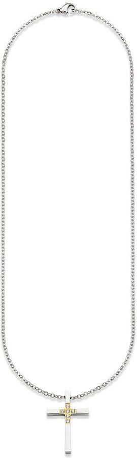 Bruno Banani Ketting met hanger Sieraad cadeau halsketting kruis met stenen bicolor