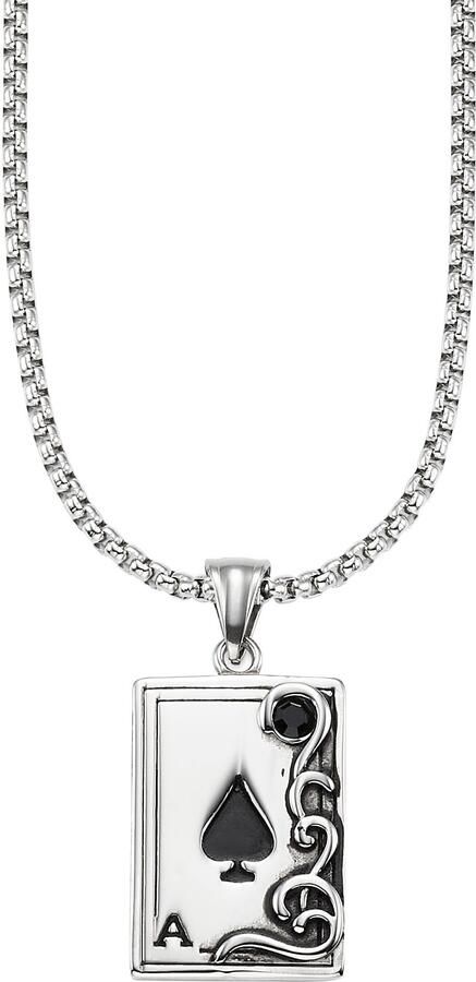 Bruno Banani Ketting met hanger Sieraad Geschenk Venetiaanse ketting Kaart Schoppen-Aas B4118N 20 00 55