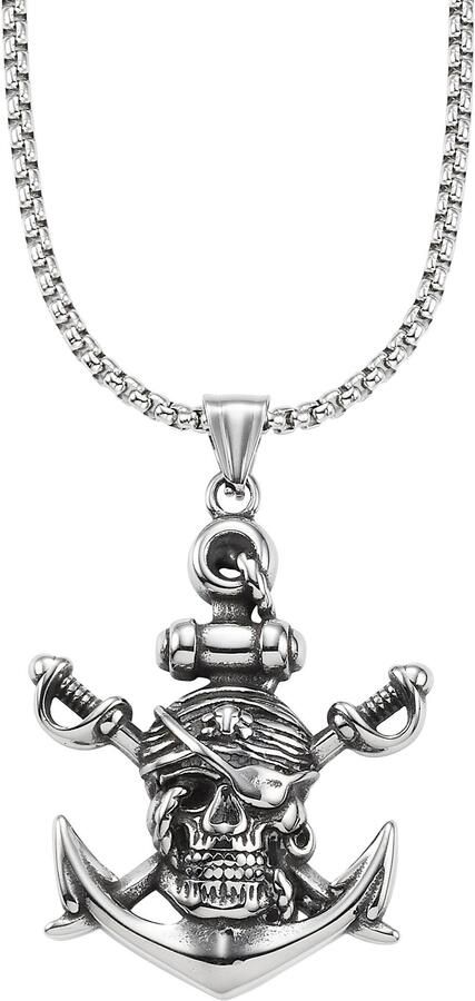 Bruno Banani Ketting met hanger Sieraad Geschenk Venezia Piraten Anker Doodshoofd B4121N 20 00 55