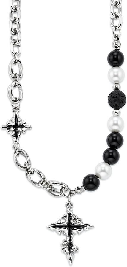 Bruno Banani Ketting met hanger Sieraden cadeau roestvrijstalen ketting met kruis zwart geëmailleerd - Foto 2