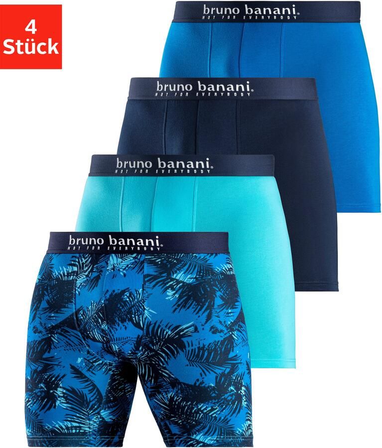 Bruno Banani Lange boxershort met palmprint en effen van katoenmix (4 stuks Set van 4) - Foto 5