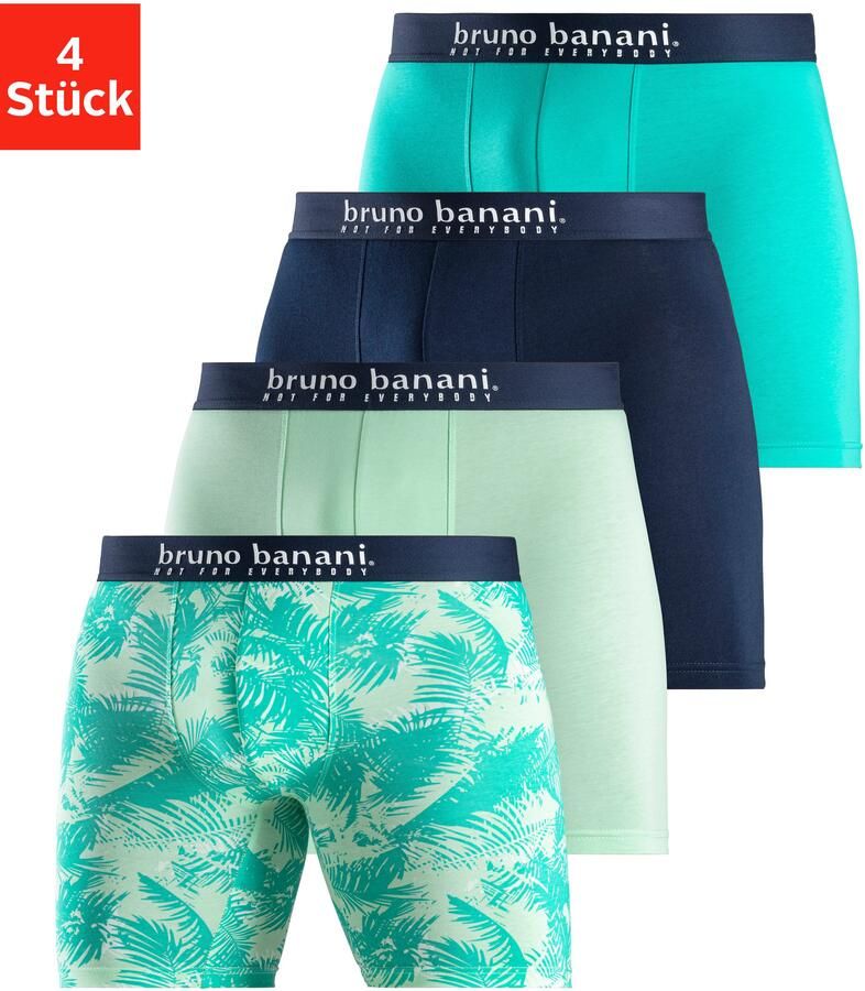 Bruno Banani Lange boxershort met palmprint en effen van katoenmix (4 stuks Set van 4) - Foto 5