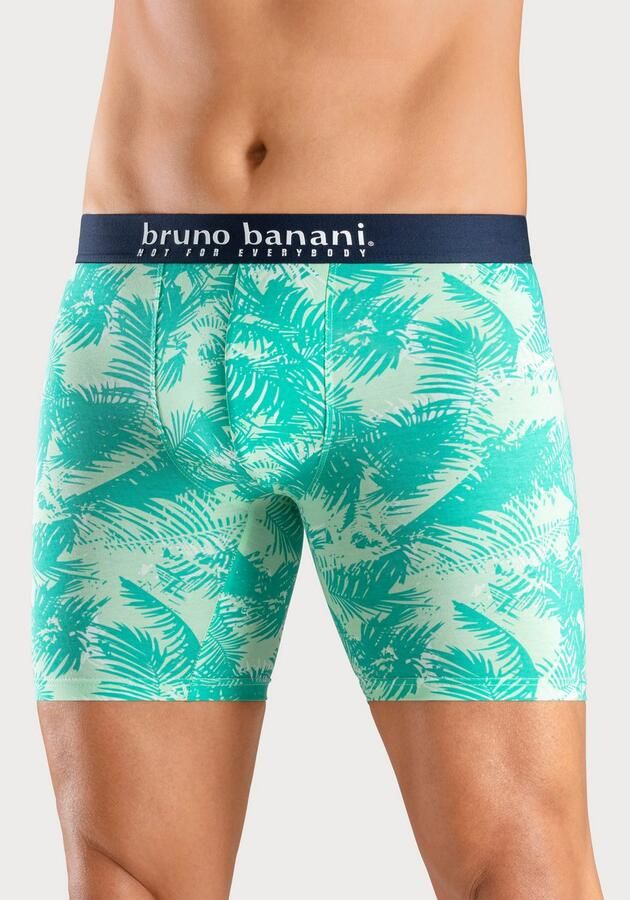 Bruno Banani Lange boxershort met palmprint en effen van katoenmix (4 stuks Set van 4) - Foto 2