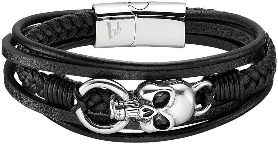 Bruno Banani Leren armband Sieraad cadeau armband doodshoofd B4091B 20 00 21