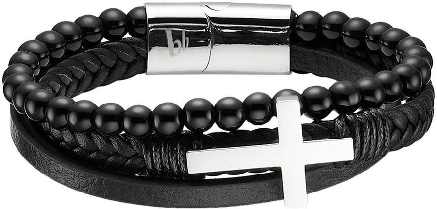 Bruno Banani Leren armband Sieraad cadeau armband kruis B4098B 20 00 1-21 B4098B 20 00 21