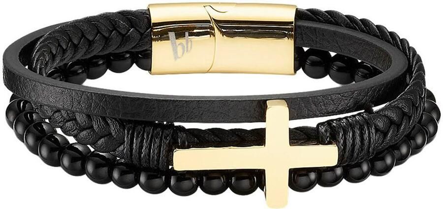 Bruno Banani Leren armband Sieraad cadeau armband kruis B4098B 20 00 1-21 B4098B 20 00 21