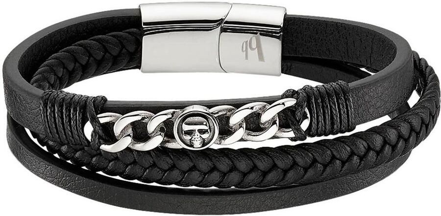 Bruno Banani Leren armband Sieraad cadeau armband schakelketting doodshoofd B4092B 20 00 21