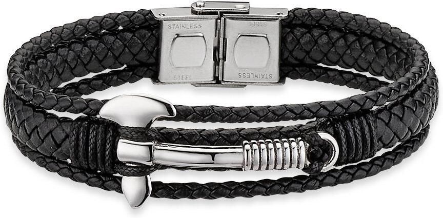 Bruno Banani Leren armband Sieraad cadeau armketting bijl leren band breed zilverkleur