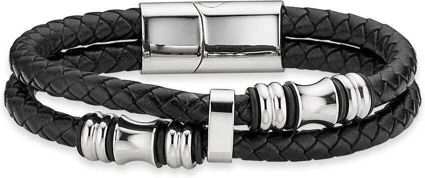 Bruno Banani Leren armband Sieraad cadeau armketting bijl leren band breed zilverkleur