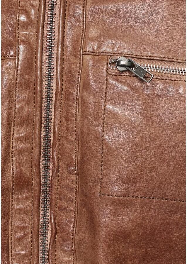 Bruno Banani Leren jack Flint van lamsnappa leer getailleerde snit bikerhals used-look - Foto 2